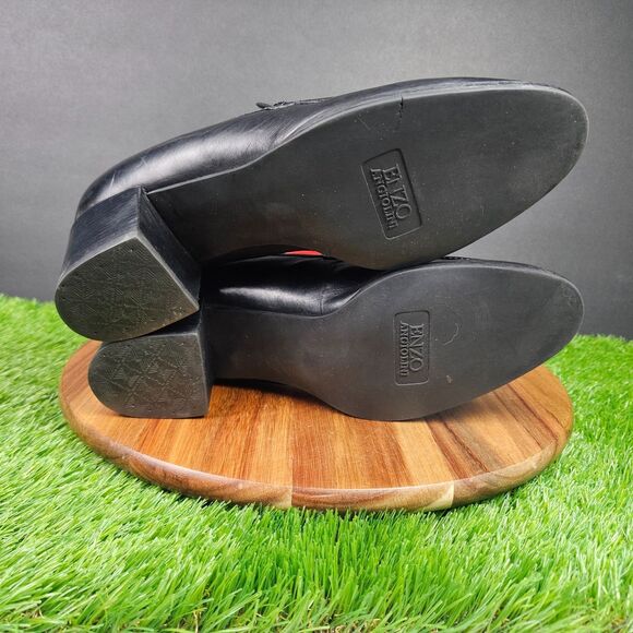 Enzo Angiolini Black Leather Loafer Pumps Size 10 M Chunky Block Heels Classic - Picture 16 of 16
